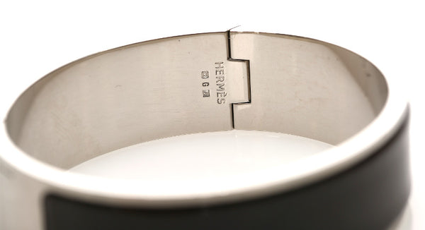 エルメス シルバー ブラック メタル バングル ユニセックス HERMES 中古