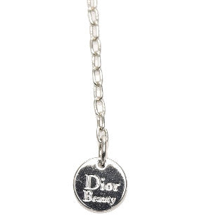 ディオール リボン フェイクパール ストーン シルバー  ホワイト メタル ネックレス レディース Dior 中古