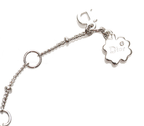 ディオール フラワーモチーフ Dロゴ ストーン メタル ネックレス レディース Dior 中古