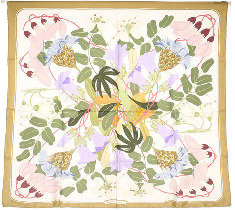 エルメス ホワイト ピンク ブルー  グリーン シルク スカーフ レディース HERMES 中古