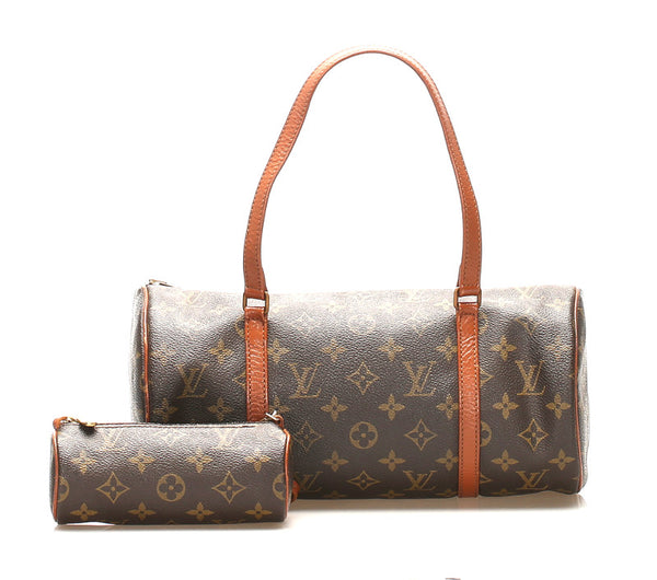 ルイ ヴィトン モノグラム パピヨン 30 M51365 ブラウン PVC レザー ハンドバッグ レディース LOUIS VUITTON 中古