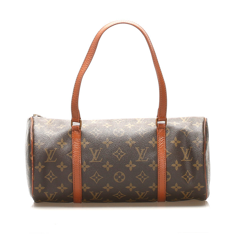 ルイ ヴィトン モノグラム パピヨン 30 M51365 ブラウン PVC レザー ハンドバッグ レディース LOUIS VUITTON 中古