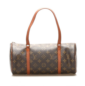 ルイ ヴィトン モノグラム パピヨン 30 M51365 ブラウン PVC レザー ハンドバッグ レディース LOUIS VUITTON 中古