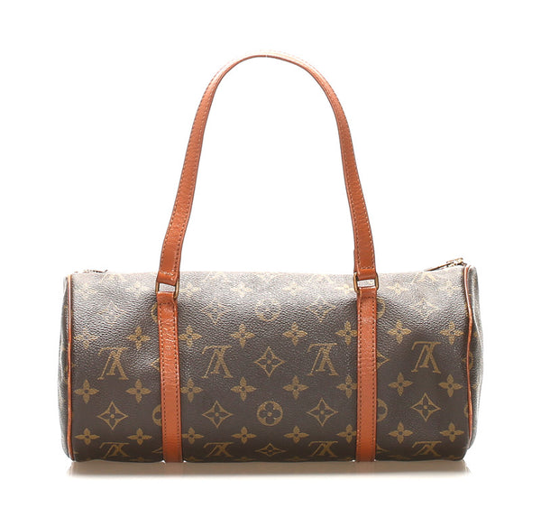 ルイ ヴィトン モノグラム パピヨン 30 M51365 ブラウン PVC レザー ハンドバッグ レディース LOUIS VUITTON 中古