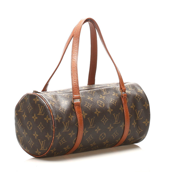 ルイ ヴィトン モノグラム パピヨン 30 M51365 ブラウン PVC レザー ハンドバッグ レディース LOUIS VUITTON 中古
