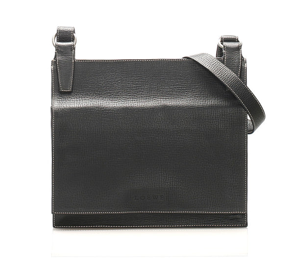 ロエベ ブラック レザー 肩掛け ショルダーバッグ レディース LOEWE 【中古】