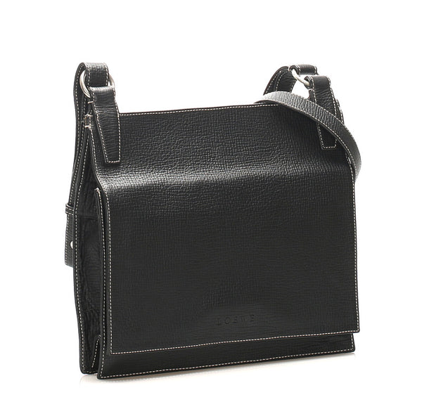 ロエベ ブラック レザー 肩掛け ショルダーバッグ レディース LOEWE 【中古】