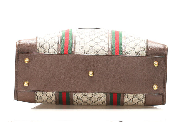 グッチ GGスプリーム タイガー 480500 ブラウン イエロー PVC レザー ハンドバッグ レディース GUCCI 中古