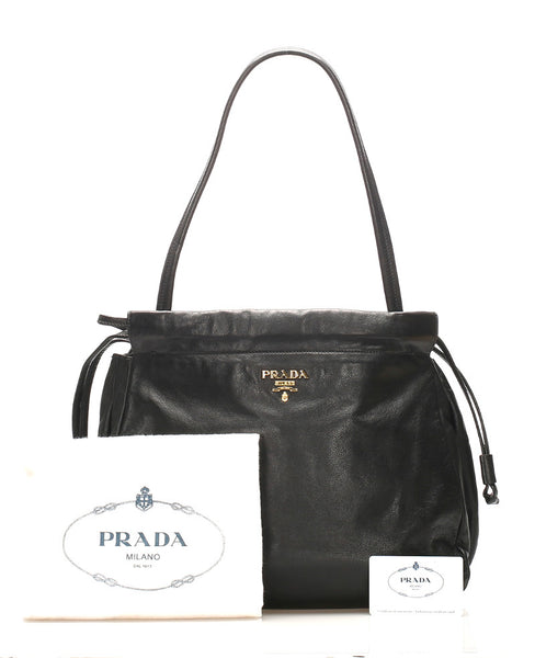 プラダ BR4866 ブラック 黒 レザー ショルダーバッグ レディース PRADA 中古