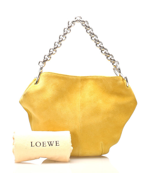 ロエベ イエロー 黄 スウェード ハンドバッグ レディース LOEWE 中古