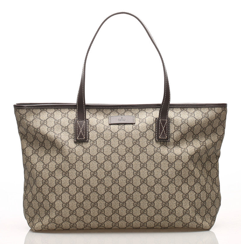 グッチ GGスプリーム 211137 ブラウン 茶 PVC レザー トートバッグ ユニセックス GUCCI 中古
