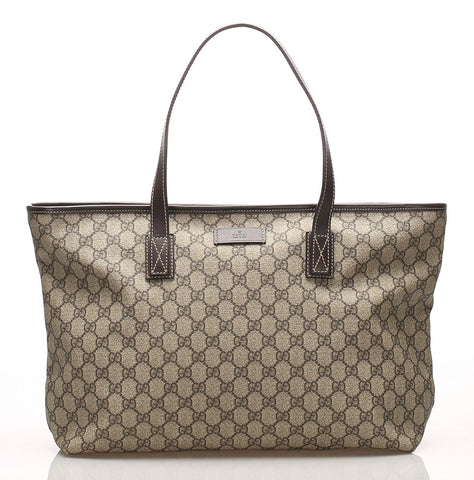 グッチ GGスプリーム 211137 ブラウン 茶 PVC レザー トートバッグ ユニセックス GUCCI 中古