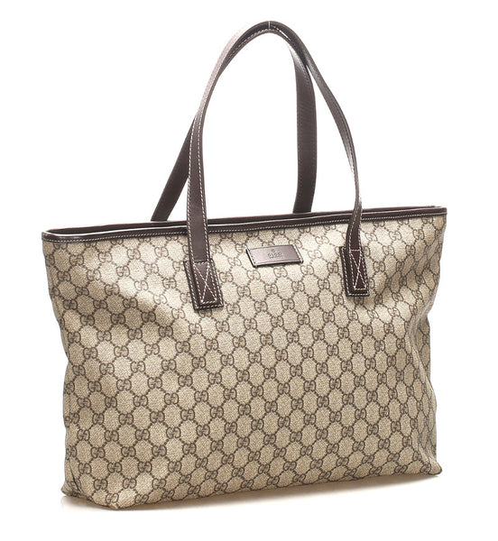 グッチ GGスプリーム 211137 ブラウン 茶 PVC レザー トートバッグ ユニセックス GUCCI 中古