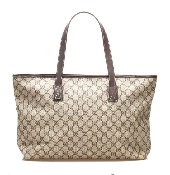 グッチ GGスプリーム 211137 ブラウン 茶 PVC レザー トートバッグ ユニセックス GUCCI 中古