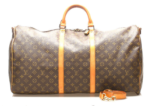 ルイ ヴィトン モノグラム キーポル　バンドリエール60 M41412 ブラウン 茶 PVC レザー ボストンバッグ ユニセックス LOUIS VUITTON 中古