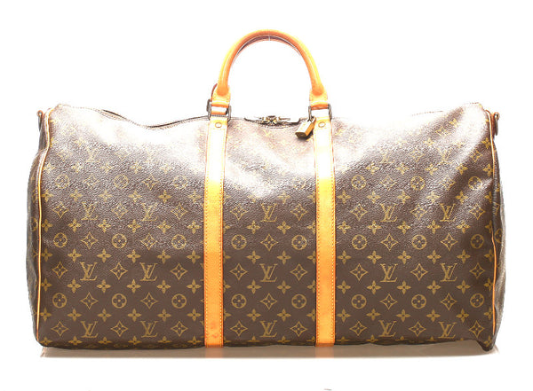 ルイ ヴィトン モノグラム キーポル　バンドリエール60 M41412 ブラウン 茶 PVC レザー ボストンバッグ ユニセックス LOUIS VUITTON 中古