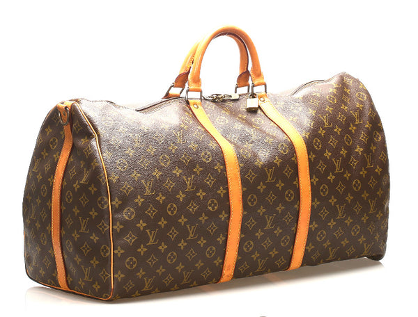 ルイ ヴィトン モノグラム キーポル　バンドリエール60 M41412 ブラウン 茶 PVC レザー ボストンバッグ ユニセックス LOUIS VUITTON 中古