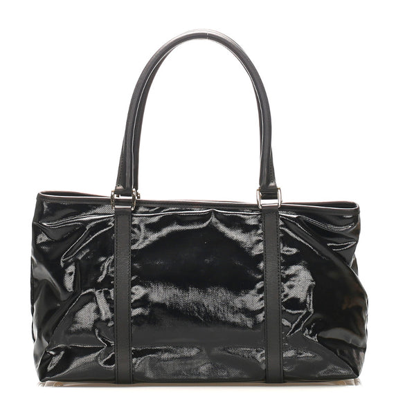 グッチ 257302 ブラック パテントレザー レザー トートバッグ レディース GUCCI 中古
