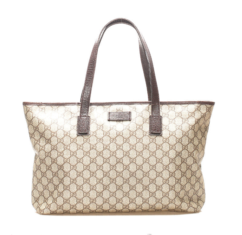 グッチ GGスプリーム 181084 ブラウン 茶 PVC レザー トートバッグ レディース GUCCI 中古
