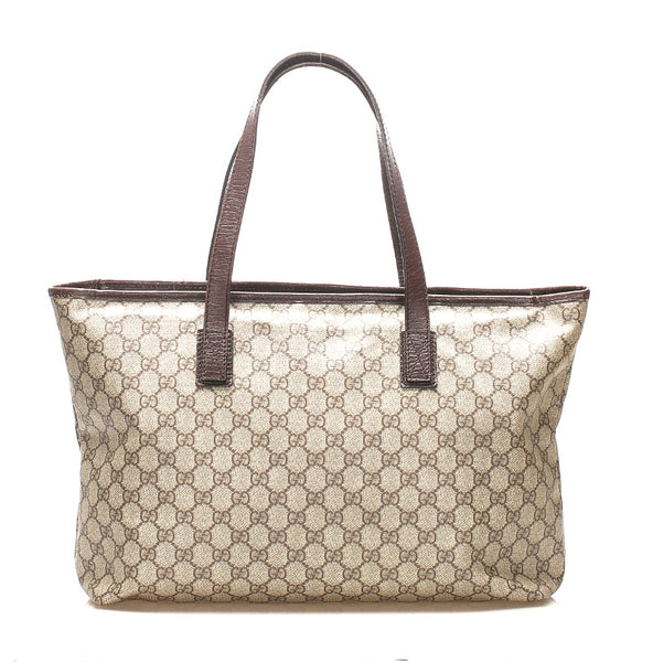 グッチ GGスプリーム 181084 ブラウン 茶 PVC レザー トートバッグ レディース GUCCI 中古
