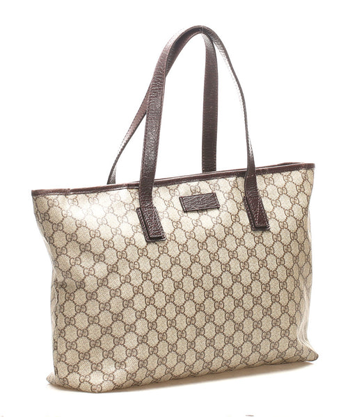 グッチ GGスプリーム 181084 ブラウン 茶 PVC レザー トートバッグ レディース GUCCI 中古