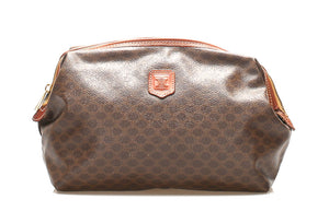 セリーヌ マカダム ブラウン 茶 PVC レザー クラッチバッグ レディース CELINE 中古
