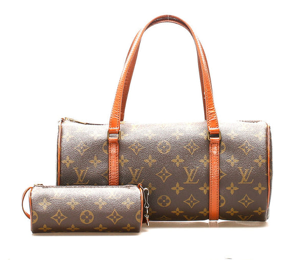 ルイ ヴィトン モノグラム パピヨン 30 M51365 ブラウン 茶 PVC レザー ハンドバッグ レディース LOUIS VUITTON 中古