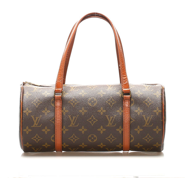 ルイ ヴィトン モノグラム パピヨン 30 M51365 ブラウン 茶 PVC レザー ハンドバッグ レディース LOUIS VUITTON 中古