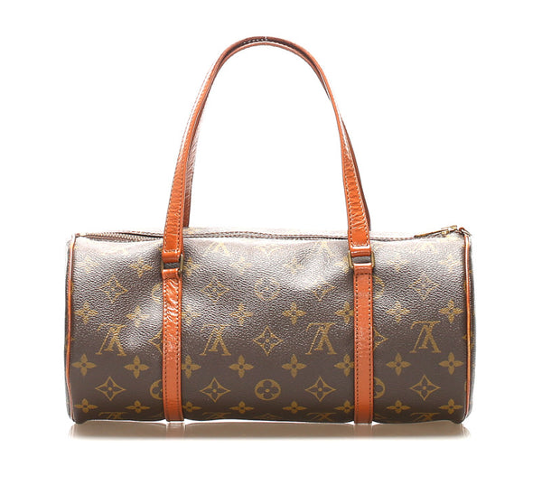 ルイ ヴィトン モノグラム パピヨン 30 M51365 ブラウン 茶 PVC レザー ハンドバッグ レディース LOUIS VUITTON 中古