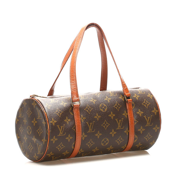 ルイ ヴィトン モノグラム パピヨン 30 M51365 ブラウン 茶 PVC レザー ハンドバッグ レディース LOUIS VUITTON 中古