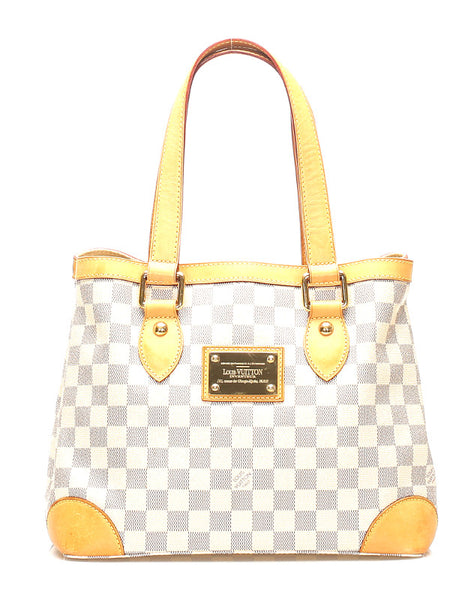 ルイ ヴィトン ダミエ アズール ハムステッドPM N51207 ホワイト 白 PVC レザー ハンドバッグ レディース LOUIS VUITTON 中古