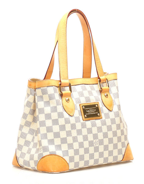 ルイ ヴィトン ダミエ アズール ハムステッドPM N51207 ホワイト 白 PVC レザー ハンドバッグ レディース LOUIS VUITTON 中古