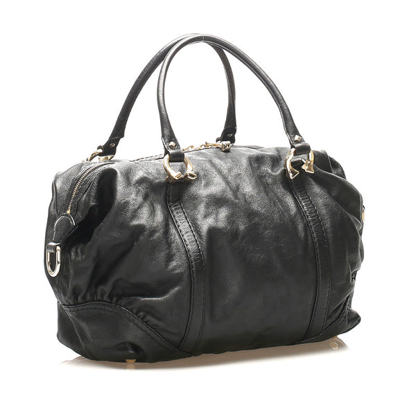 グッチ 189892 ブラック レザー ハンドバッグ レディース GUCCI 中古