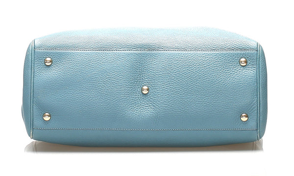 グッチ バンブー 323660 ライトブルー レザー ハンドバッグ ショルダーバッグ 2WAY レディース GUCCI 中古