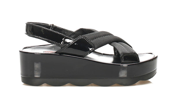 プラダ スポーツ ブラック 黒 ポリエステル エナメル サンダル レディース PRADA 中古