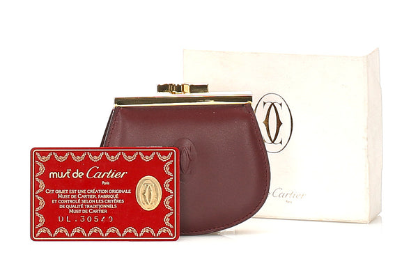カルティエ マストライン ボルドー レザー コインケース ユニセックス CARTIER DL.30540刻印 中古