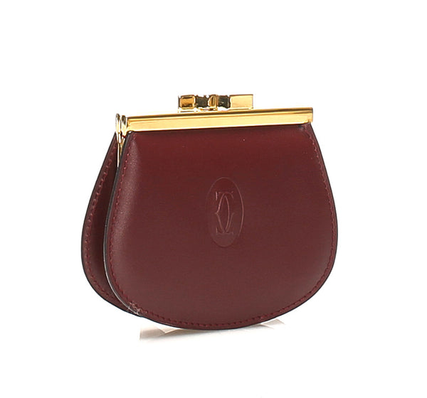 カルティエ マストライン ボルドー レザー コインケース ユニセックス CARTIER DL.30540刻印 中古