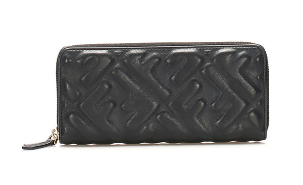 フェンディ 8M0406 ブラック レザー ラウンドファスナー 長財布 レディース FENDI 中古