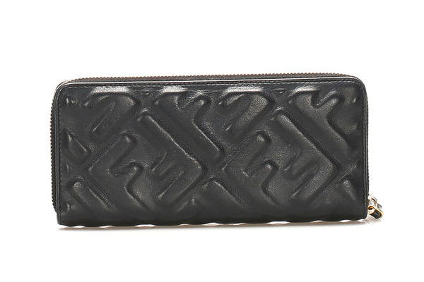 フェンディ 8M0406 ブラック レザー ラウンドファスナー 長財布 レディース FENDI 中古