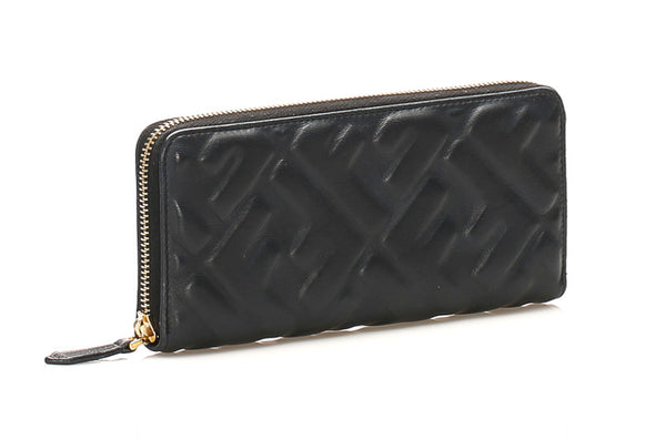 フェンディ 8M0406 ブラック レザー ラウンドファスナー 長財布 レディース FENDI 中古
