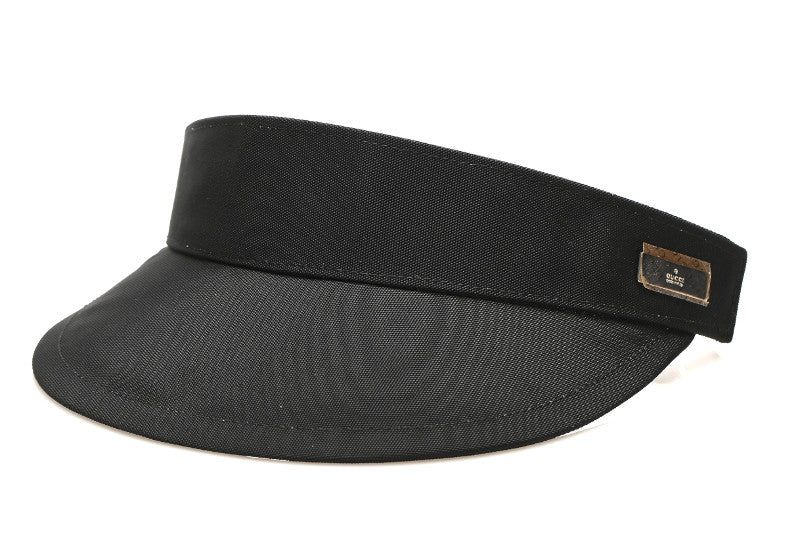 グッチ シェリーライン ブラック 黒 ナイロン サンバイザー レディース GUCCI 中古