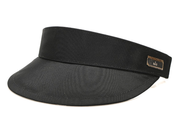 グッチ シェリーライン ブラック 黒 ナイロン サンバイザー レディース GUCCI 中古