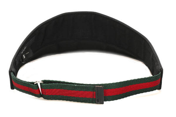 グッチ シェリーライン ブラック 黒 ナイロン サンバイザー レディース GUCCI 中古