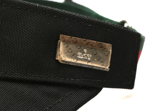 グッチ シェリーライン ブラック 黒 ナイロン サンバイザー レディース GUCCI 中古