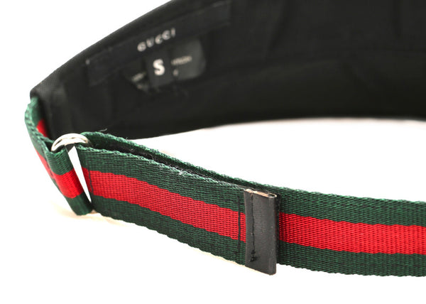 グッチ シェリーライン ブラック 黒 ナイロン サンバイザー レディース GUCCI 中古
