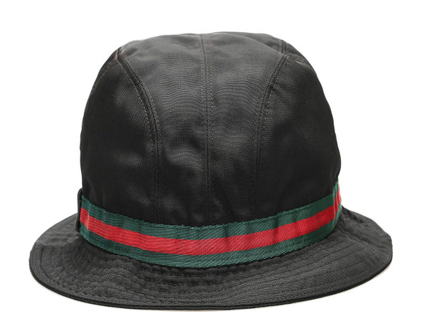 グッチ シェリーライン ブラック 黒 ナイロン ハット レディース GUCCI 中古