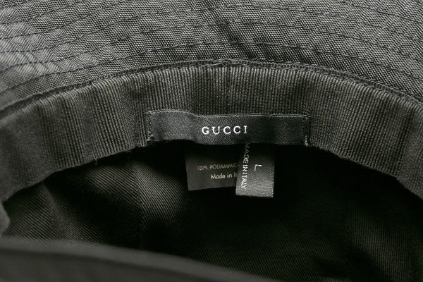 グッチ シェリーライン ブラック 黒 ナイロン ハット レディース GUCCI 中古
