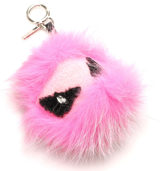 フェンディ 7AR462 ピンク ファー レザー キーホルダー レディース FENDI 中古