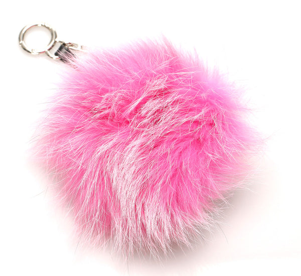 フェンディ 7AR462 ピンク ファー レザー キーホルダー レディース FENDI 中古