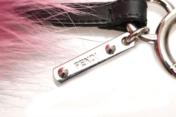フェンディ 7AR462 ピンク ファー レザー キーホルダー レディース FENDI 中古